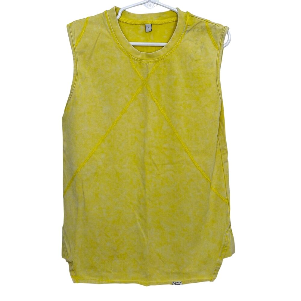 Posh Kiddos Yellow Acid Wash Biker Tank Top Shirt Size 5